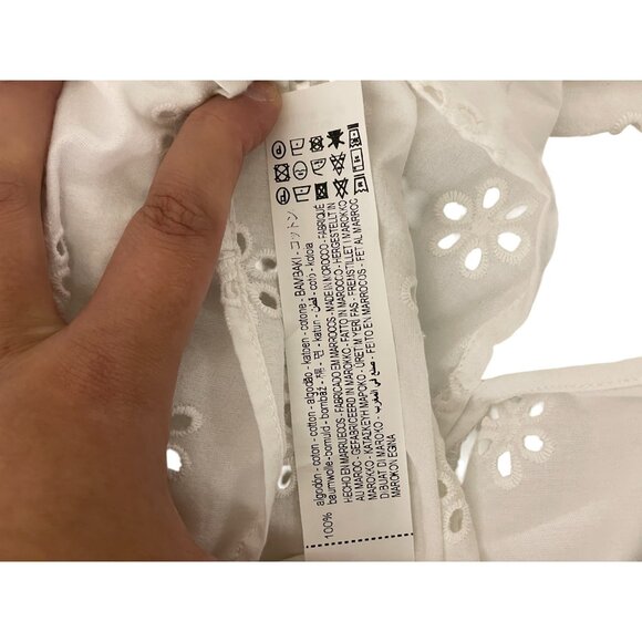 Zara Womens Blouse L Large White Embroidered Eyelet Long Sleeve 8154/303 NWT - Picture 8 of 11